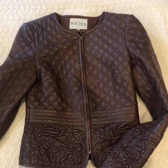 Reiss Jackets & Blazers - Burgundy Reiss lamb leather jacket